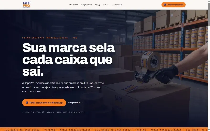 Página inicial do site Tapepro