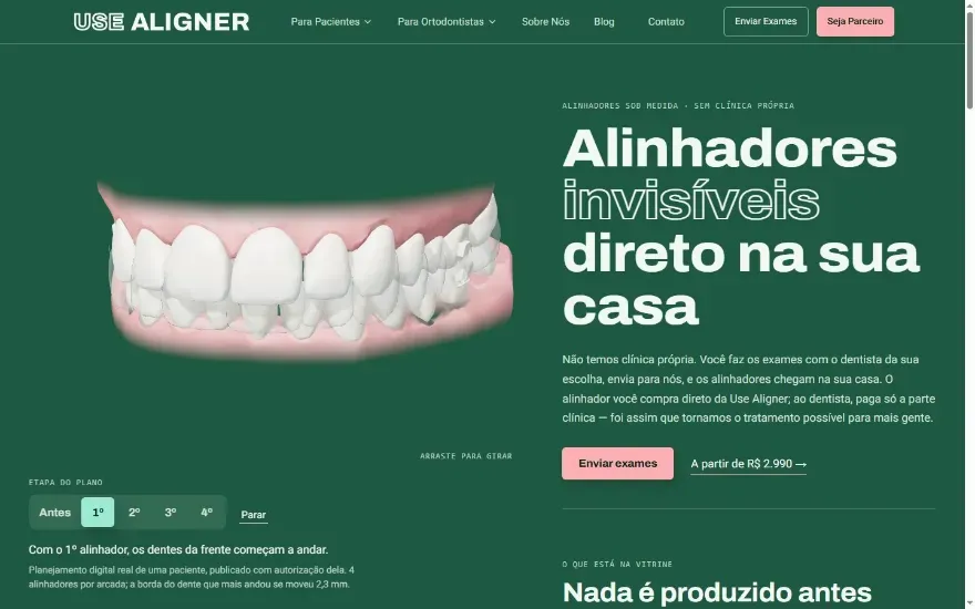 Página inicial do site Use Aligner